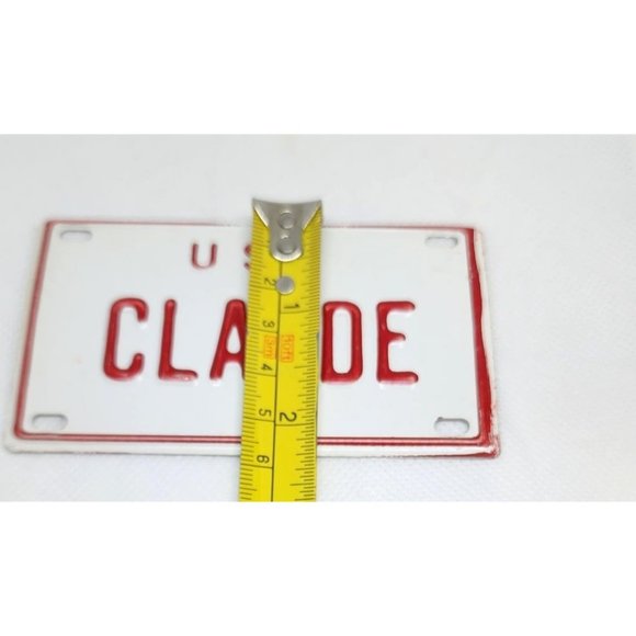 U.S.A Claude Personalized White Red Collectible Mini License Bicycle Bike Plate - Picture 2 of 4
